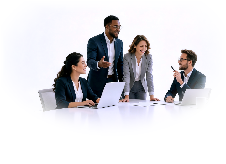 Un equipo de compras revisando los requisitos de equipo